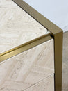 Ello Travertine + Brushed Brass Credenza - Rehaus