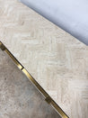 Ello Travertine + Brushed Brass Credenza - Rehaus