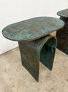 Green Patinaed Steel Side Tables, Industrial Loft - Rehaus