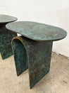 Green Patinaed Steel Side Tables, Industrial Loft - Rehaus