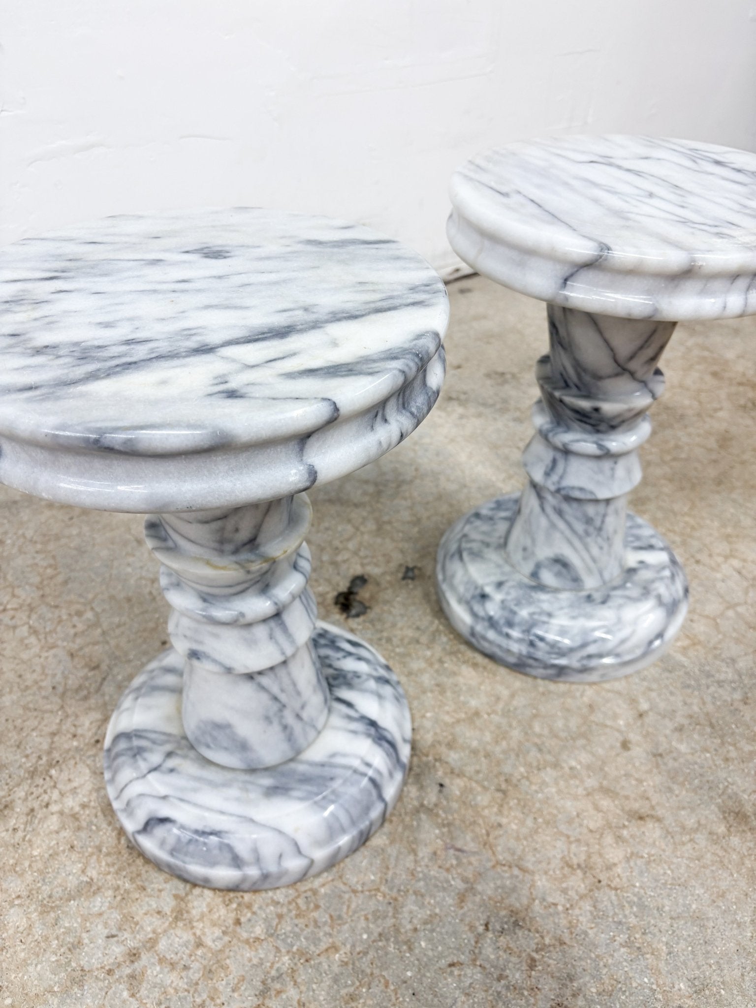 Italian Marble Garden Stools / Pedestals - Rehaus
