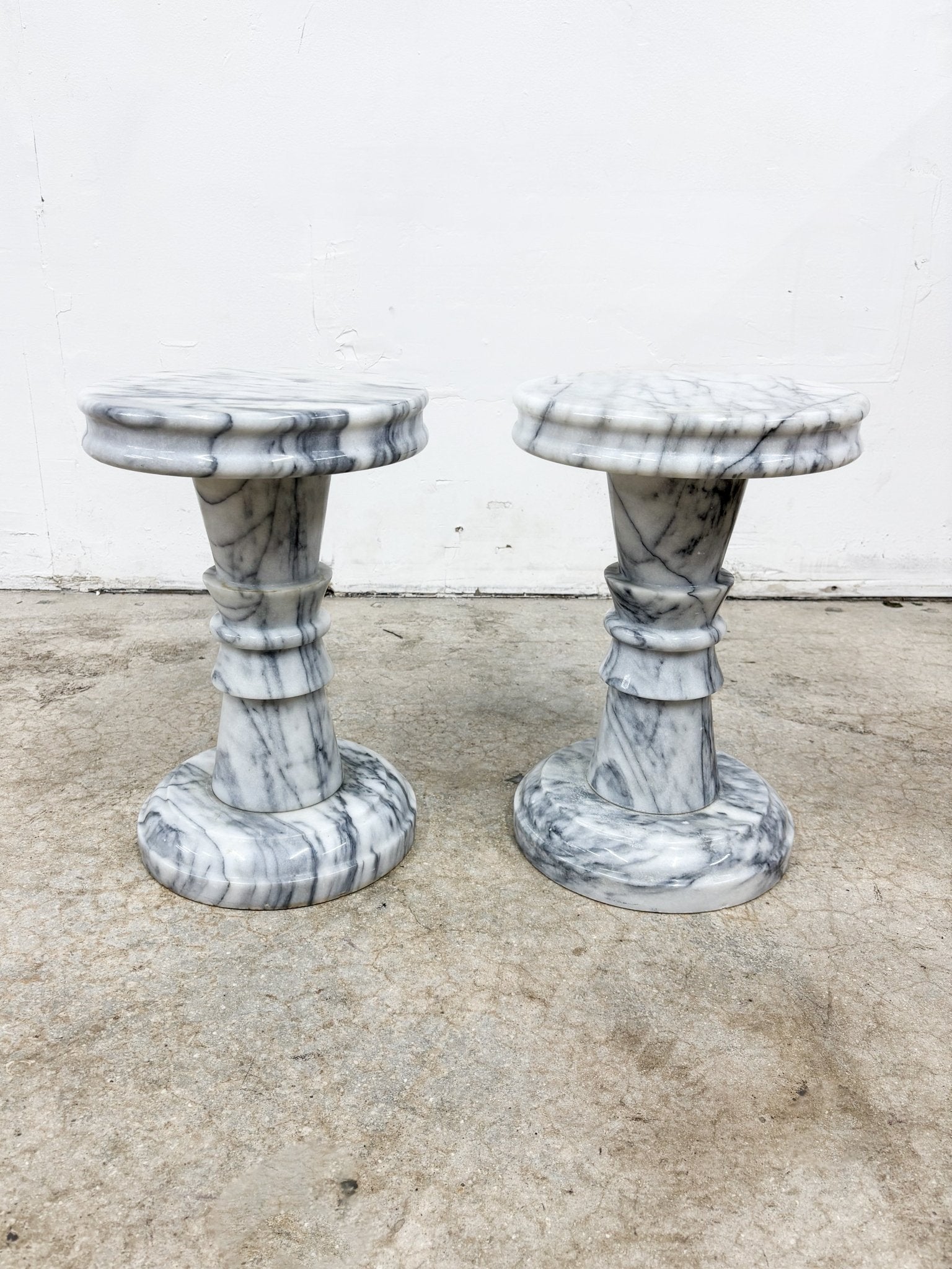 Italian Marble Garden Stools / Pedestals - Rehaus