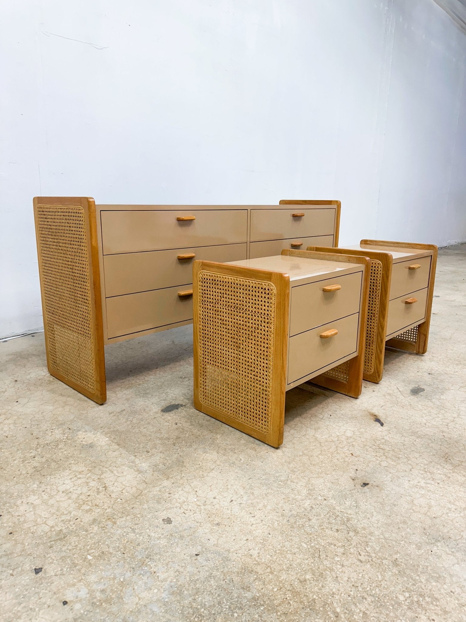 Laminate + Cane Dresser / Nightstand Set - Rehaus