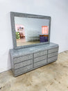 Marbled Gray Laminate Lowboy Dresser & Mirror - Rehaus