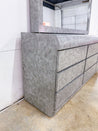 Marbled Gray Laminate Lowboy Dresser & Mirror - Rehaus