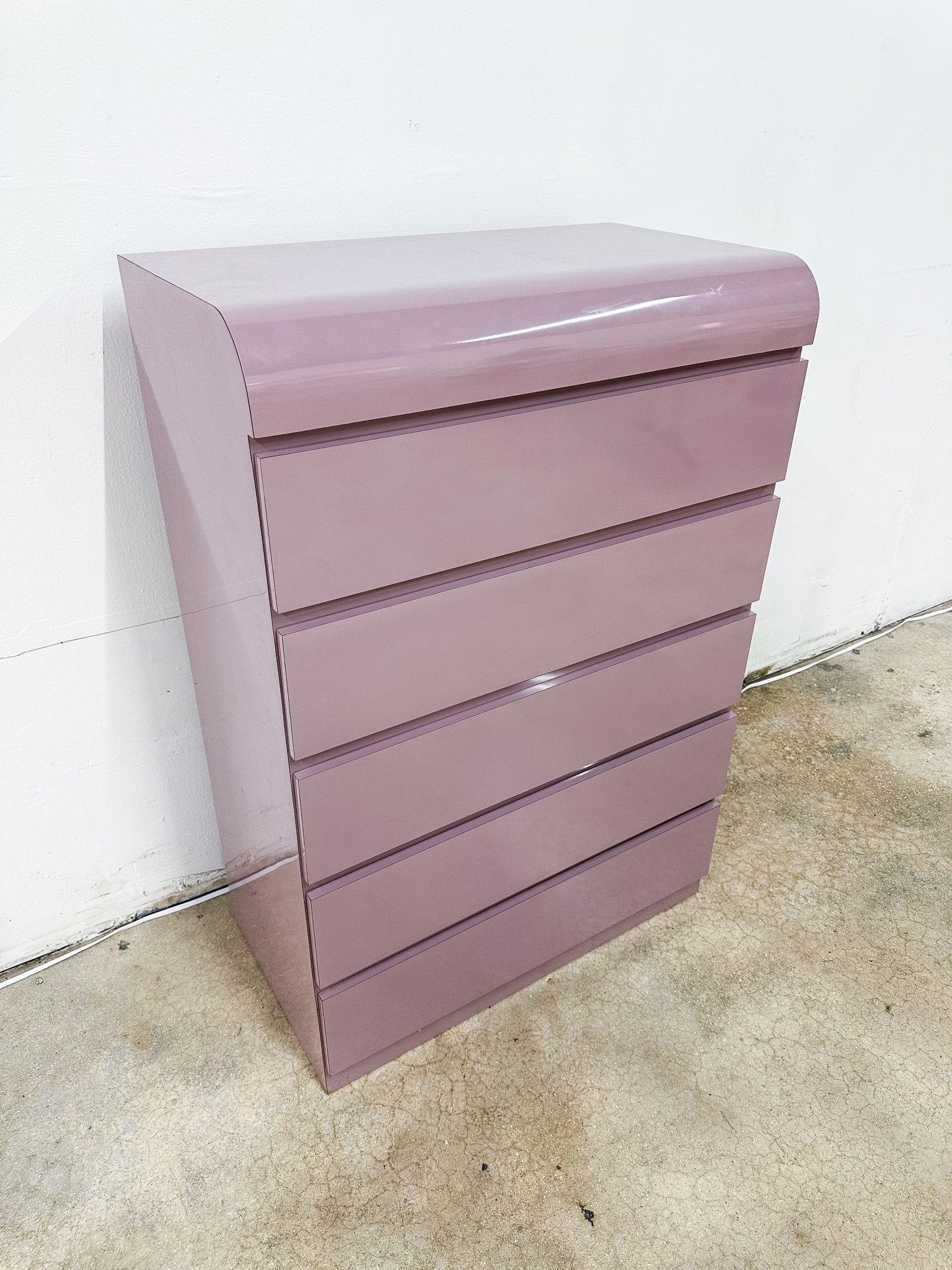 Mauve Laminate Tallboy Dresser - Rehaus