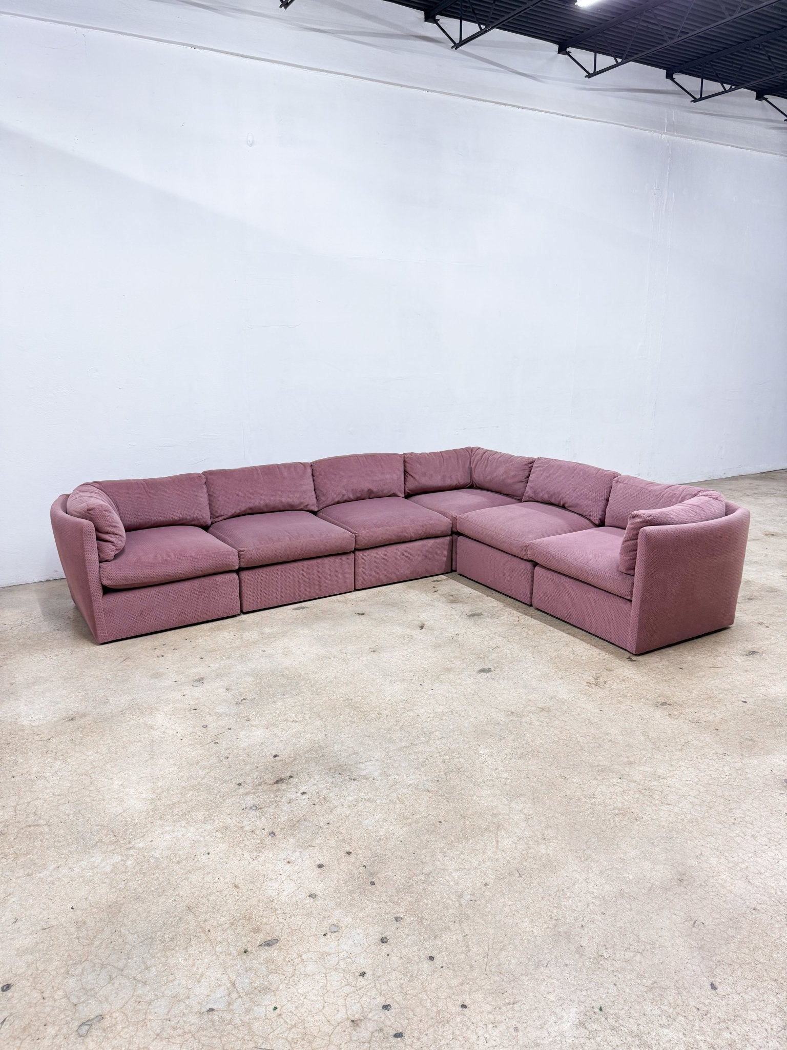 Mauve Velvet Curved - back Sectional - Rehaus