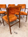 Midcentury Orange Velvet Dining Chairs (x6) - Rehaus