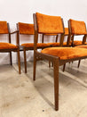 Midcentury Orange Velvet Dining Chairs (x6) - Rehaus