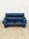 Navy Blue Leather Loveseat, Nicoletti Salotti - Rehaus