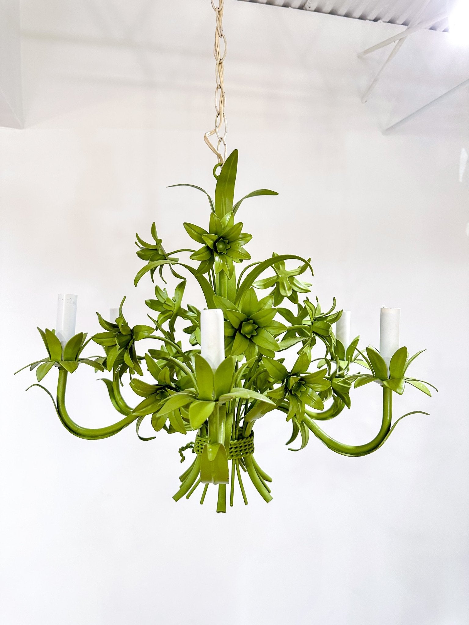 Painted Floral Tole Chandelier - Rehaus