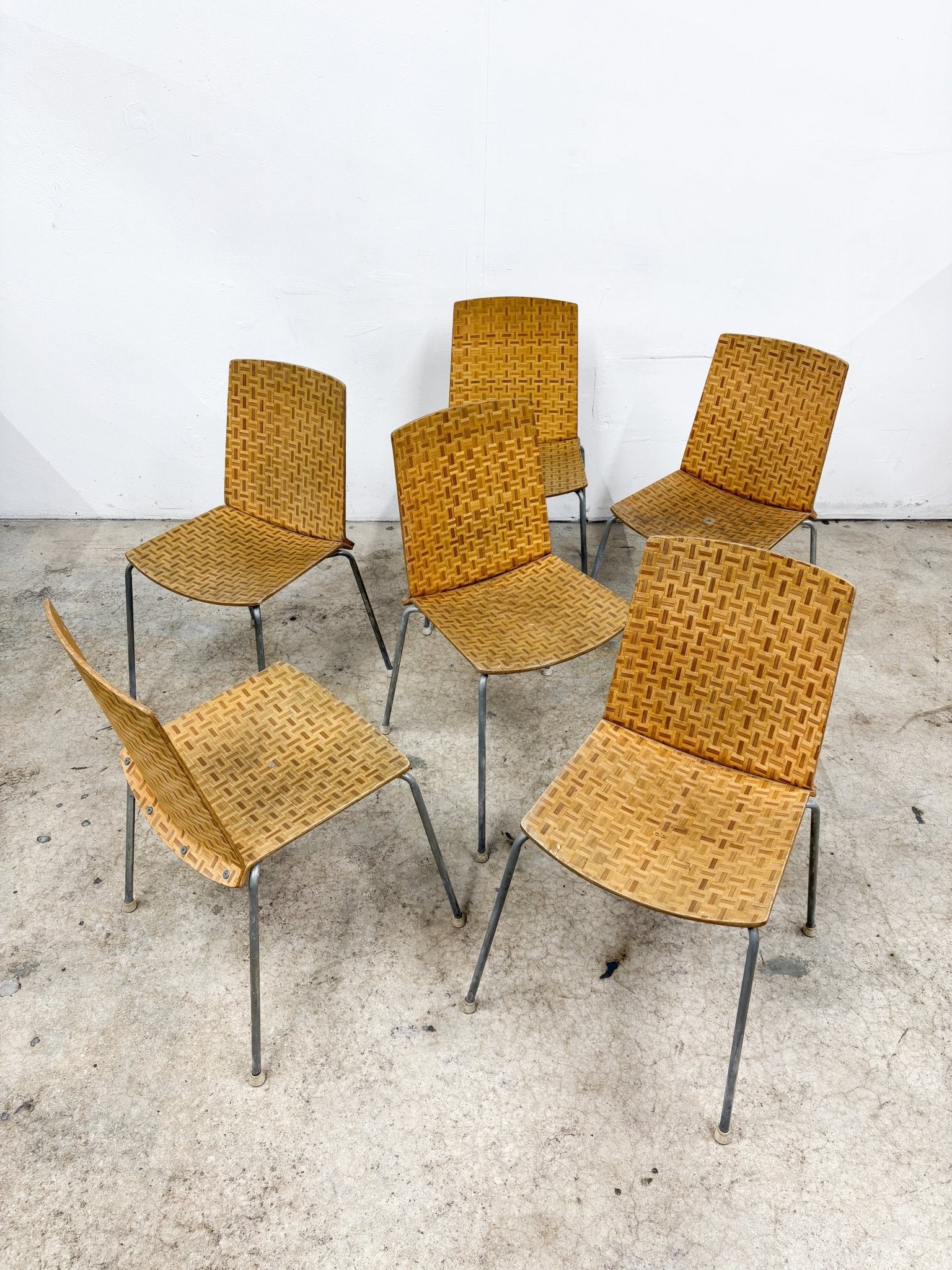 Parquet Weave + Chrome Dining Chairs (x6), IKEA - Rehaus