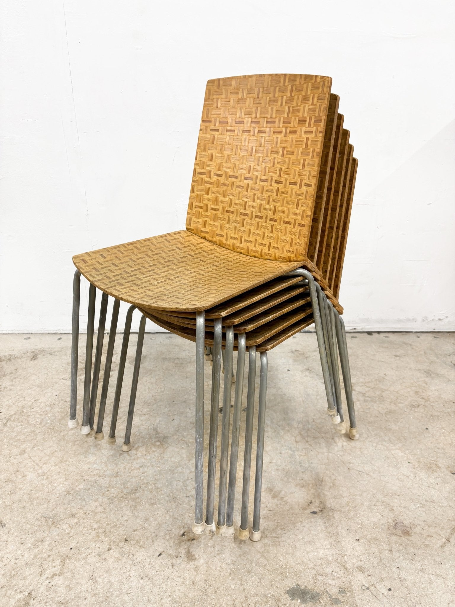 Parquet Weave + Chrome Dining Chairs (x6), IKEA - Rehaus