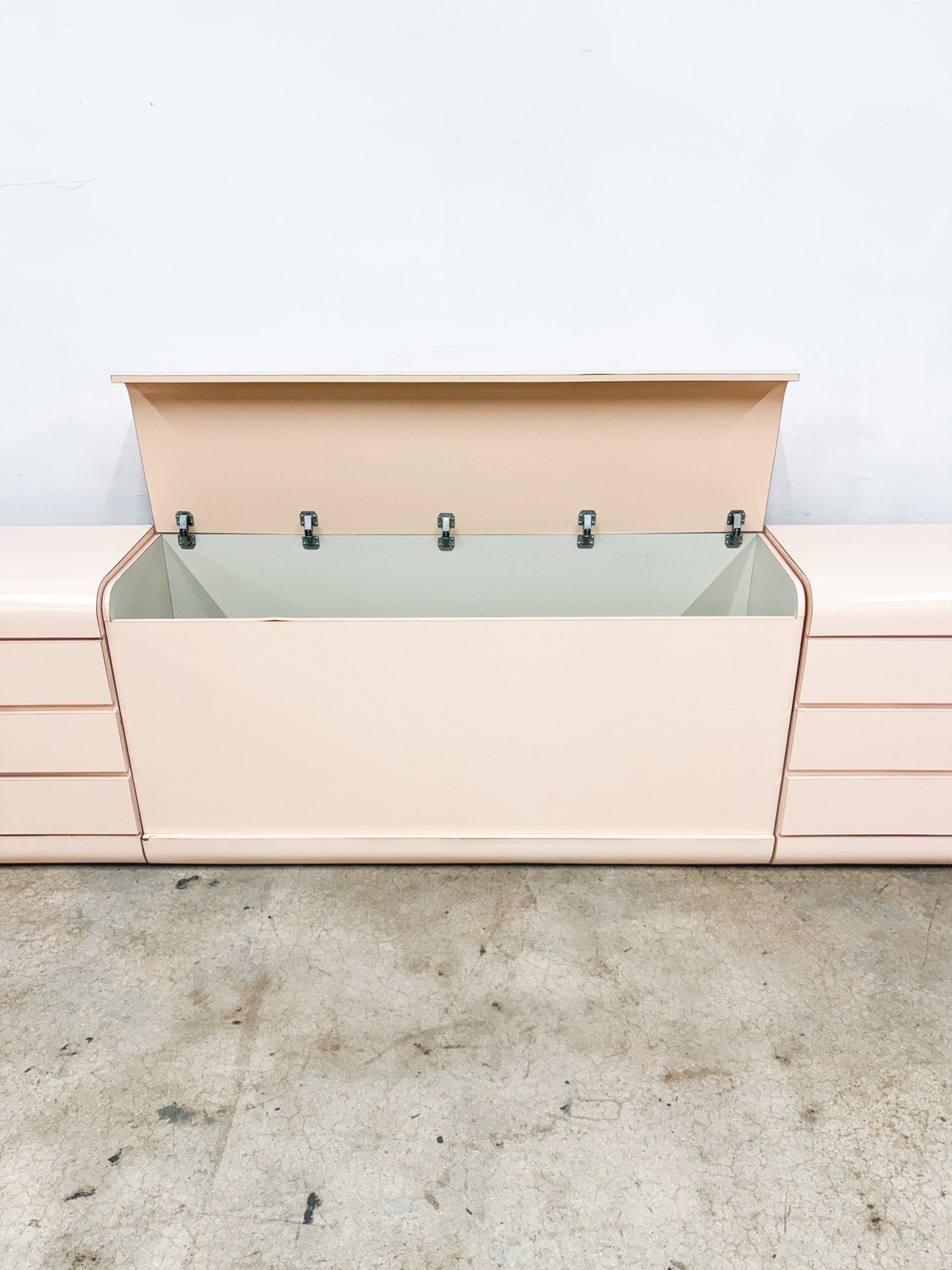 Peach Laminate Headboard + Nightstands - Rehaus
