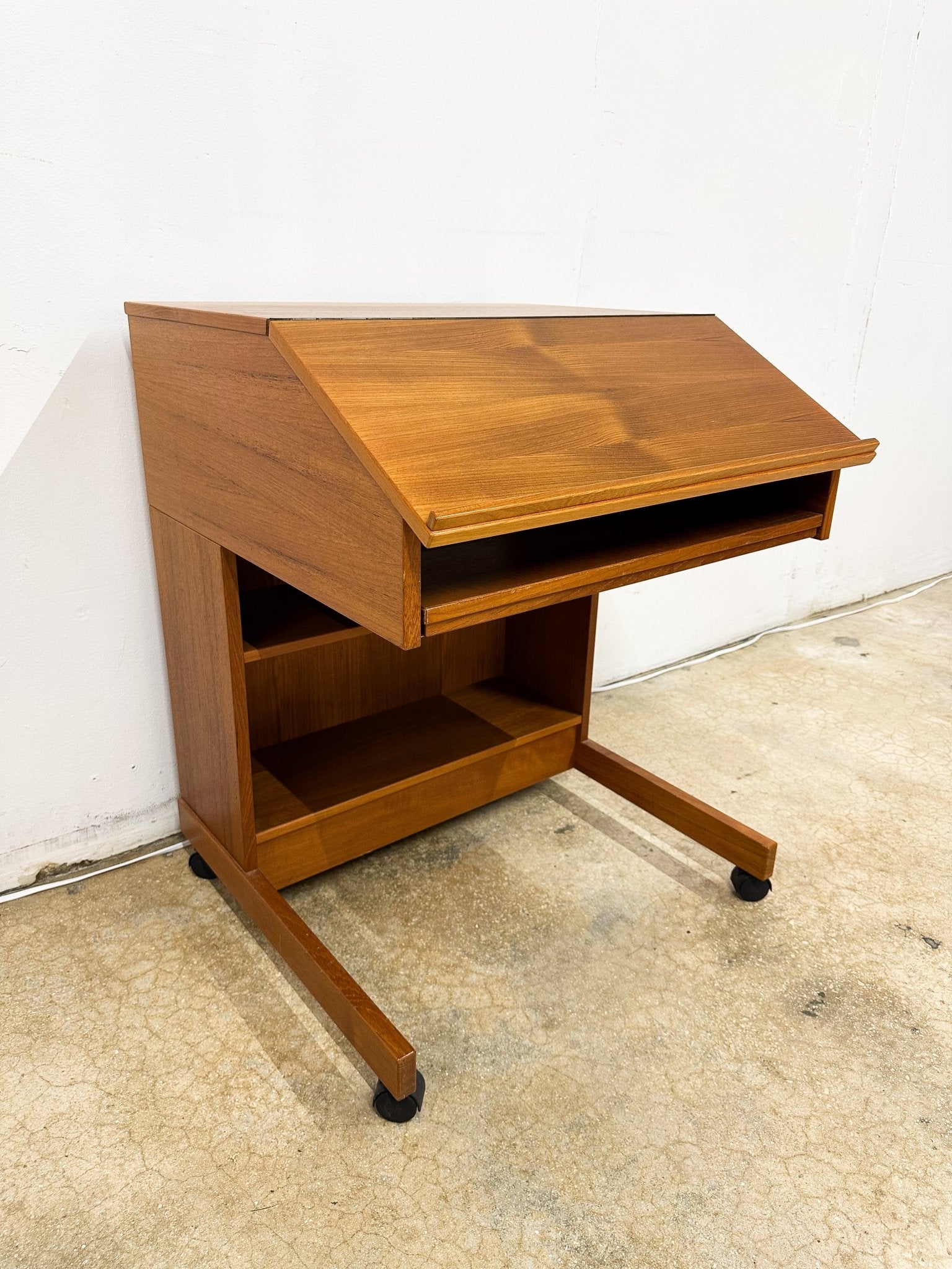 Petite Teak Fliptop Secretary Desk - Rehaus