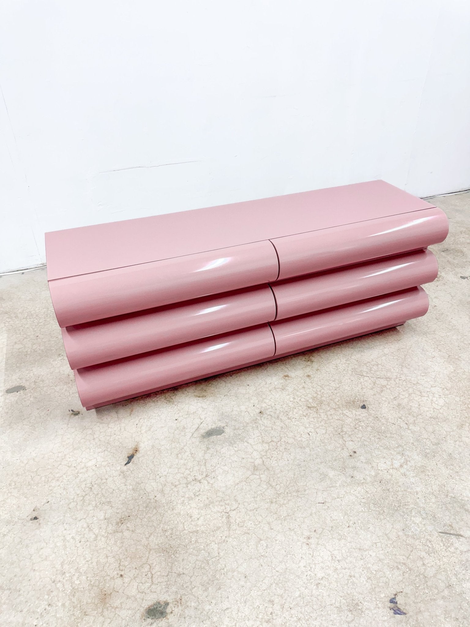 Pink Laminate Bullnose Lowboy Dresser - Rehaus