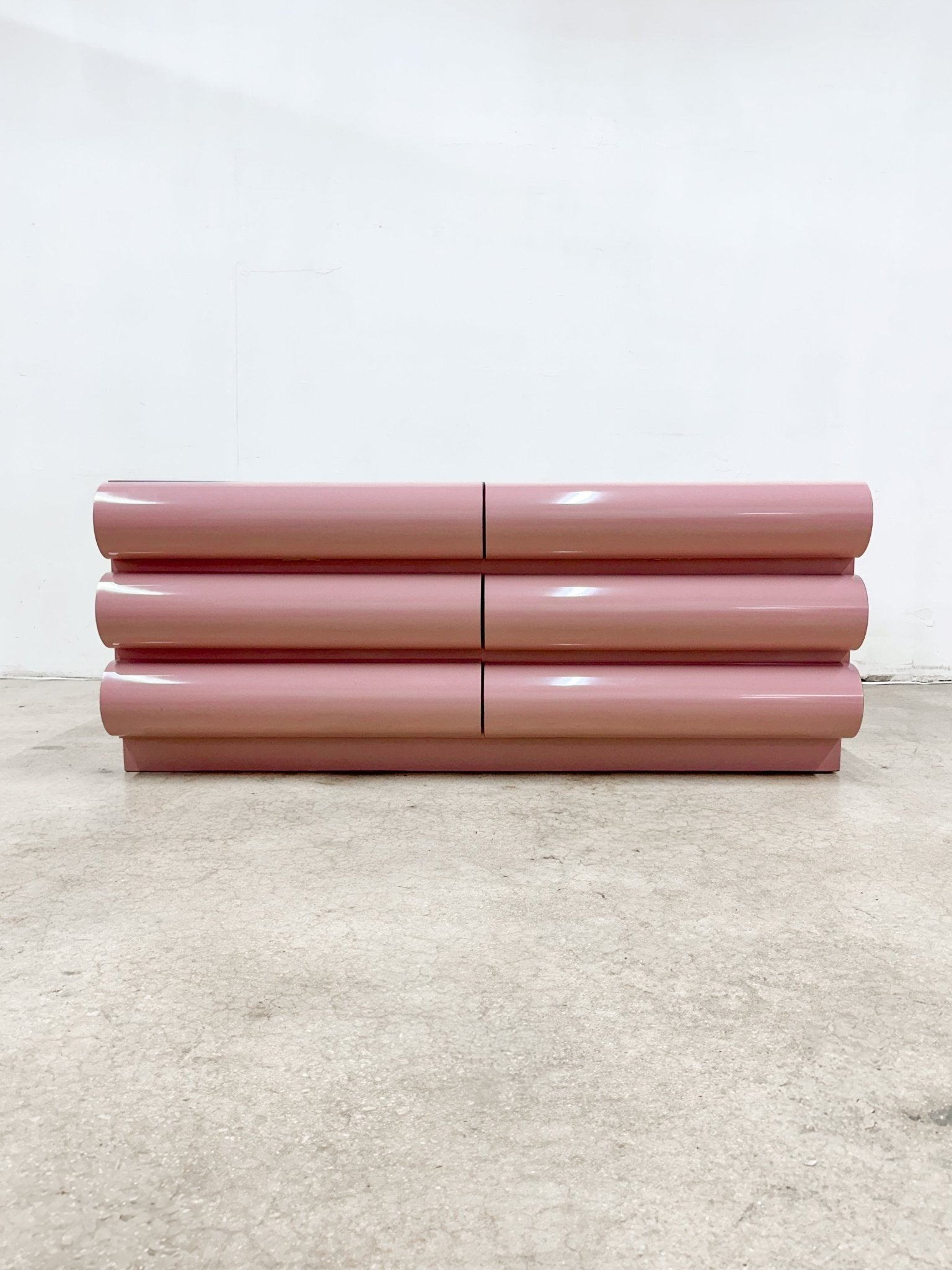 Pink Laminate Bullnose Lowboy Dresser - Rehaus