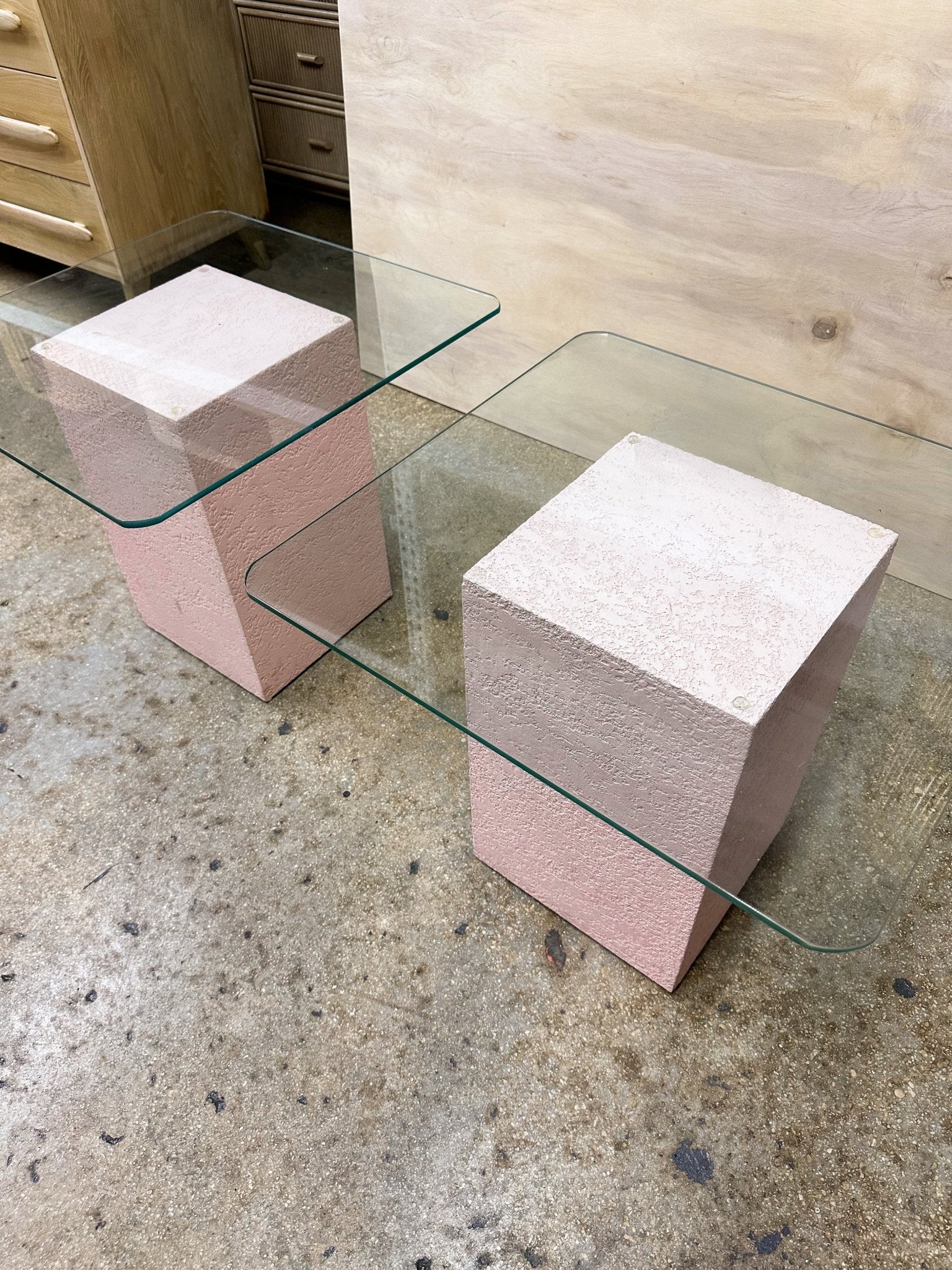 Pink Plaster - texture Side Table Pedestals (x2) - Rehaus