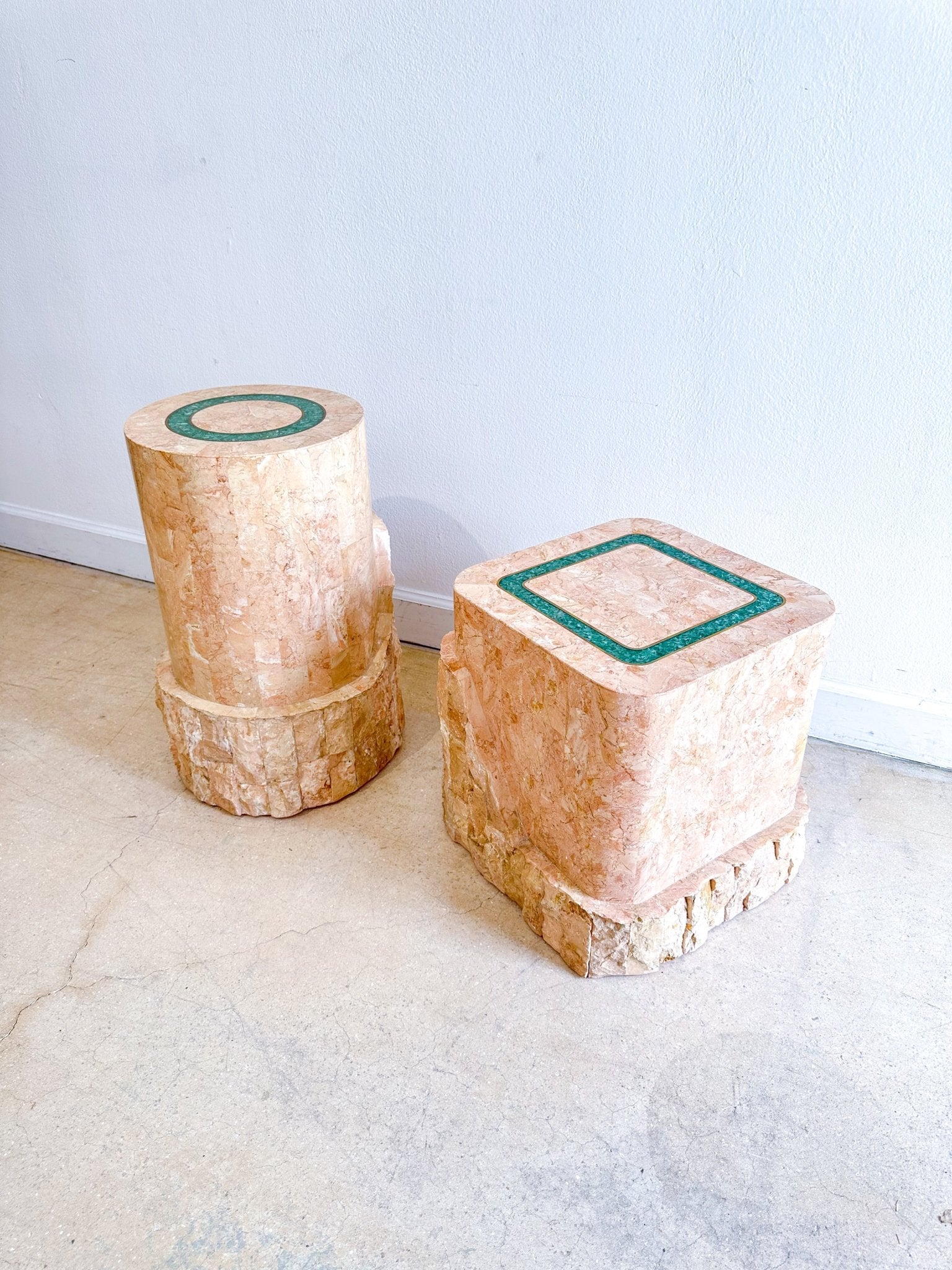 Pink Tesselated Stone Pedestal Set - Rehaus