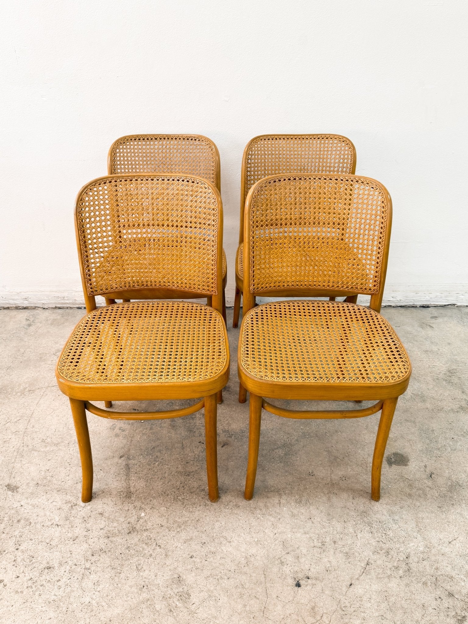 Polish Bentwood + Cane Dining Set, Hoffman (x4) - Rehaus