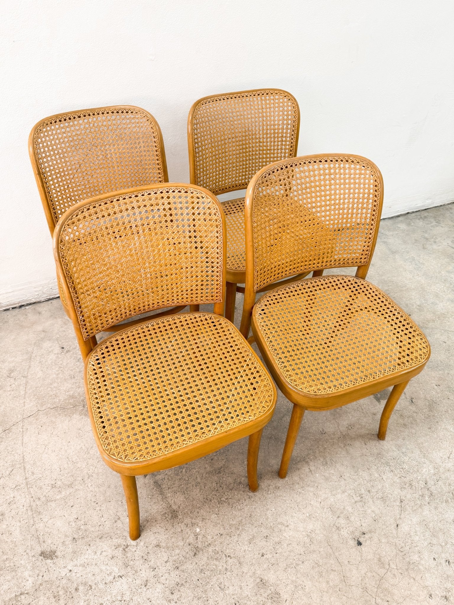 Polish Bentwood + Cane Dining Set, Hoffman (x4) - Rehaus