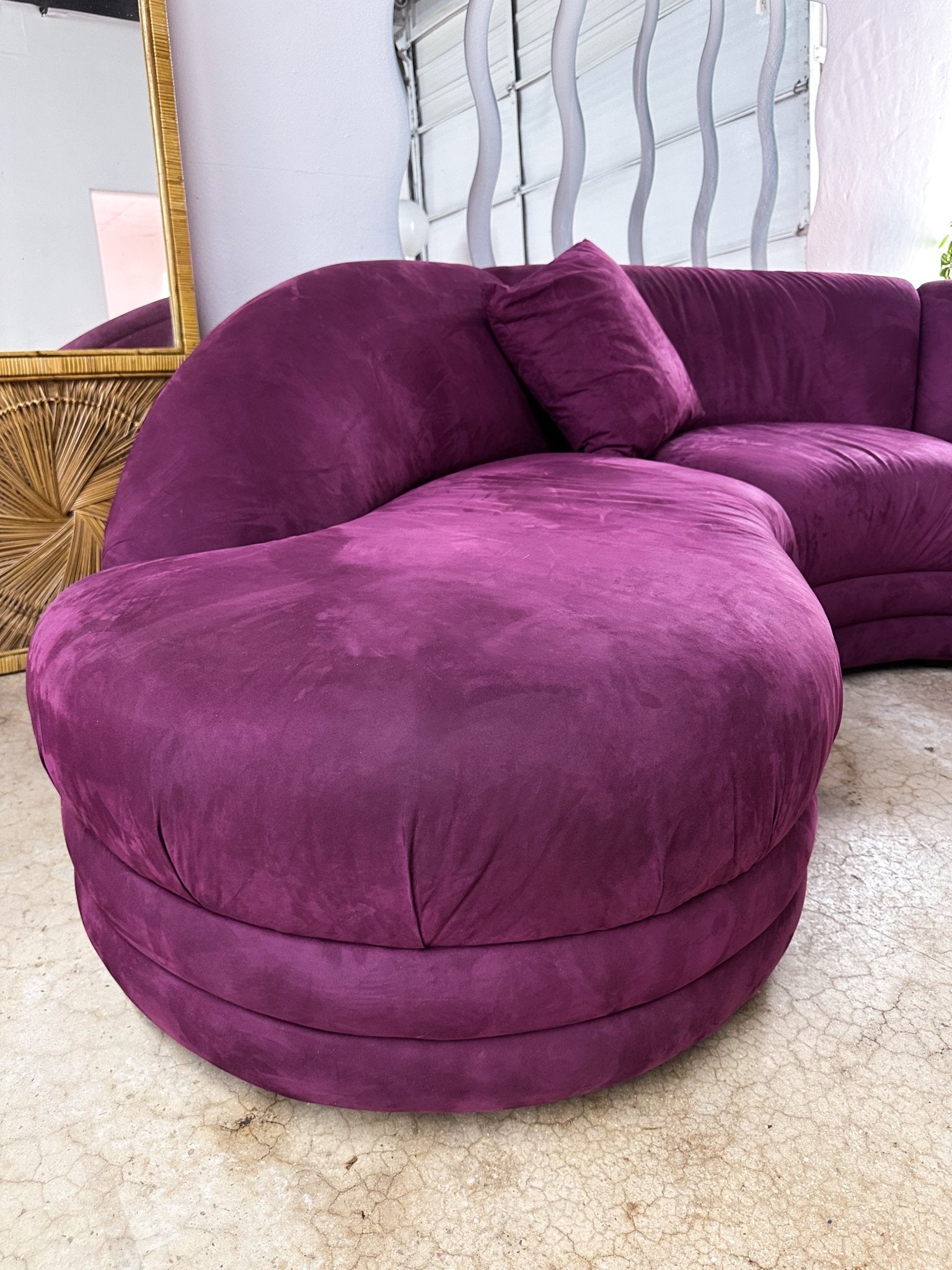 Purple Suede Curved Sectional - Rehaus