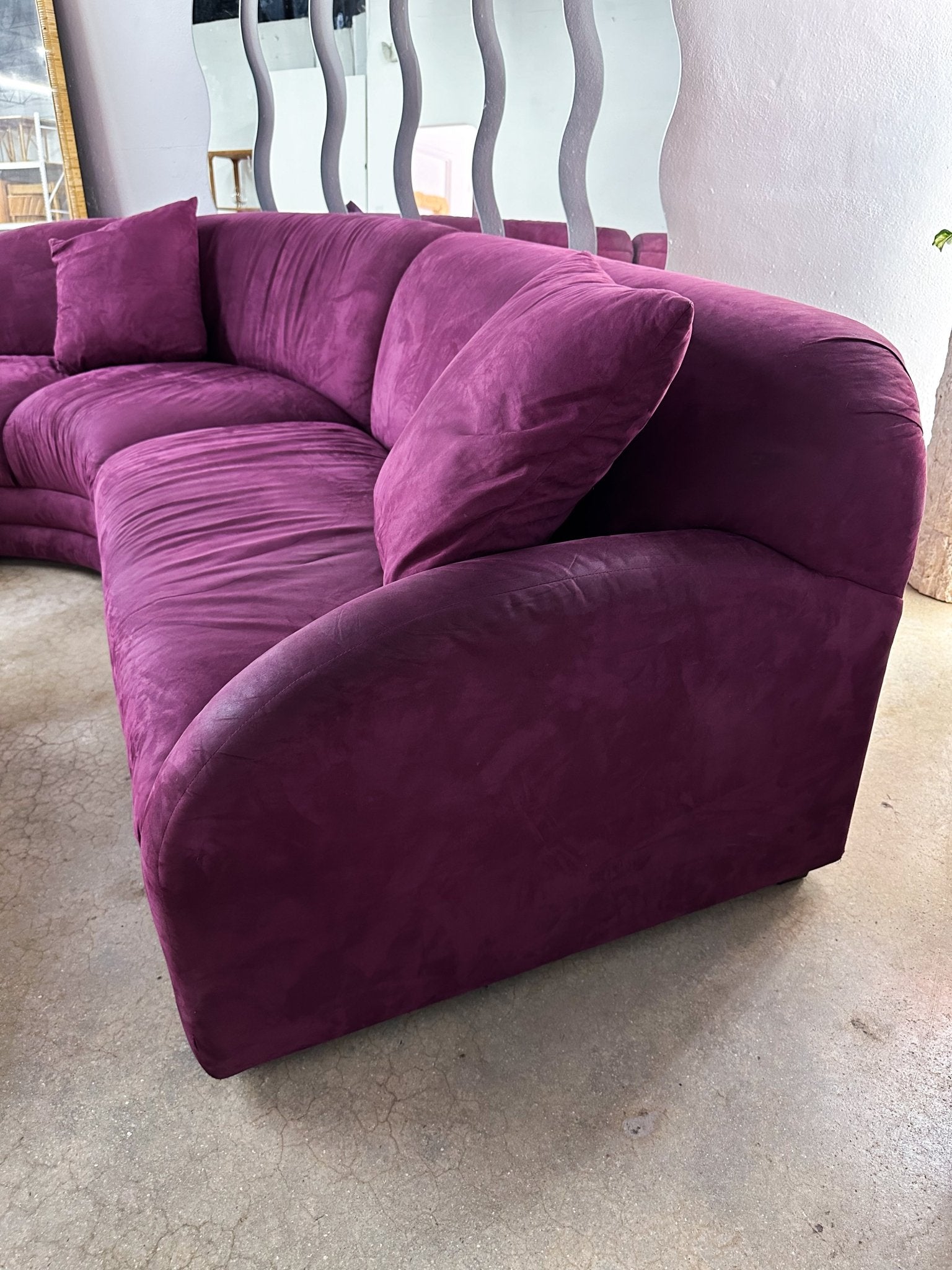 Purple Suede Curved Sectional - Rehaus