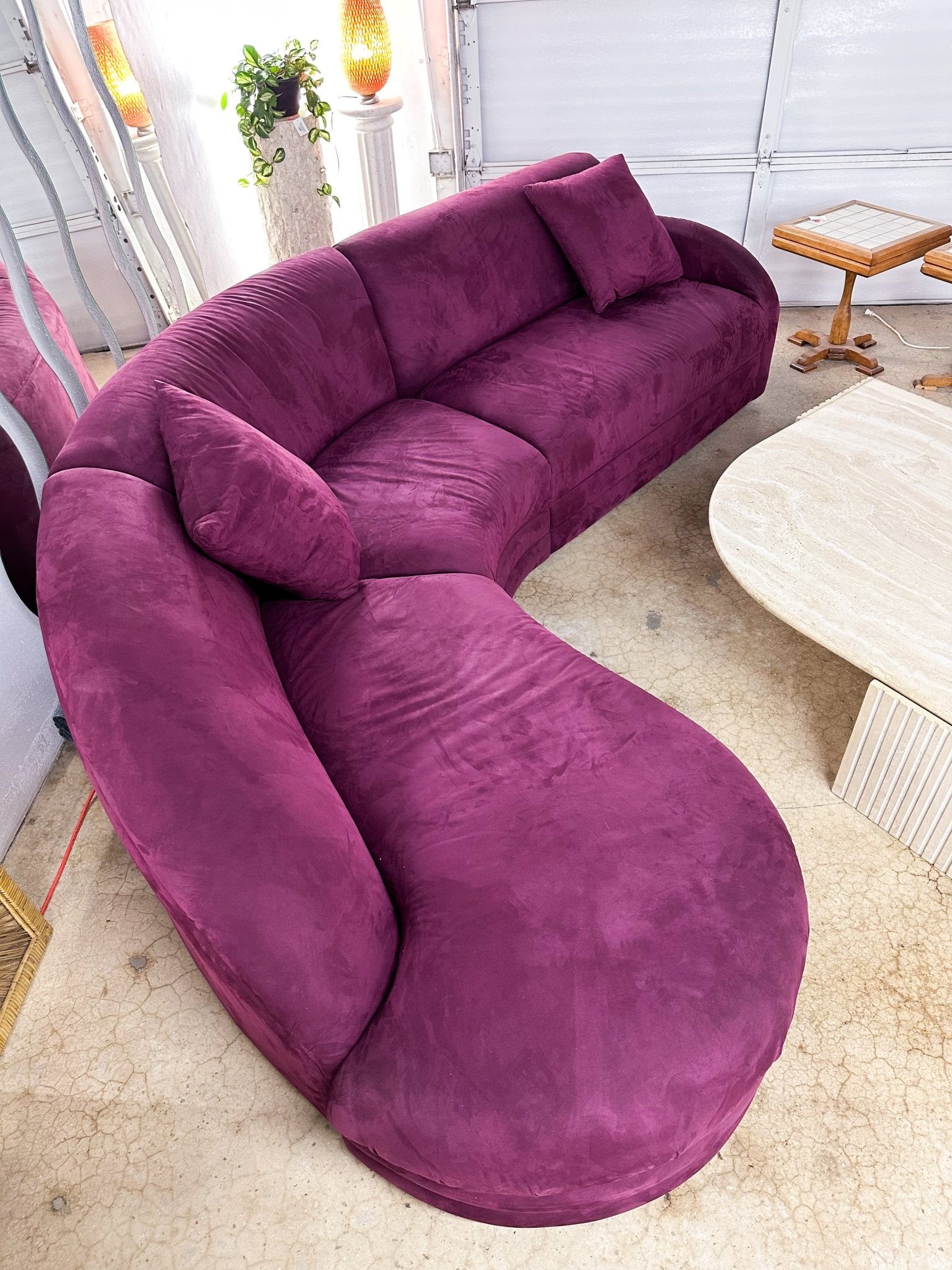 Purple Suede Curved Sectional - Rehaus