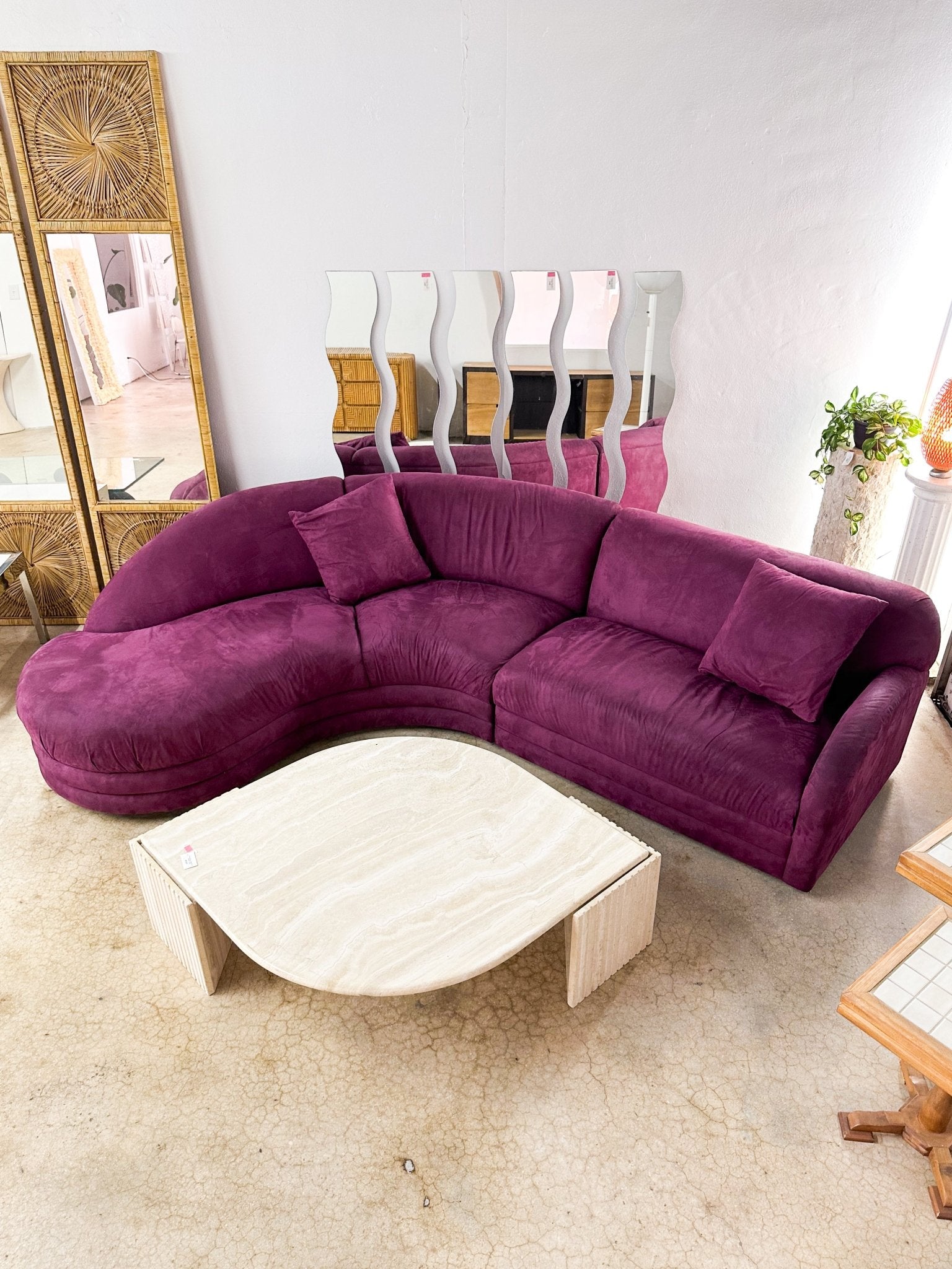 Purple Suede Curved Sectional - Rehaus