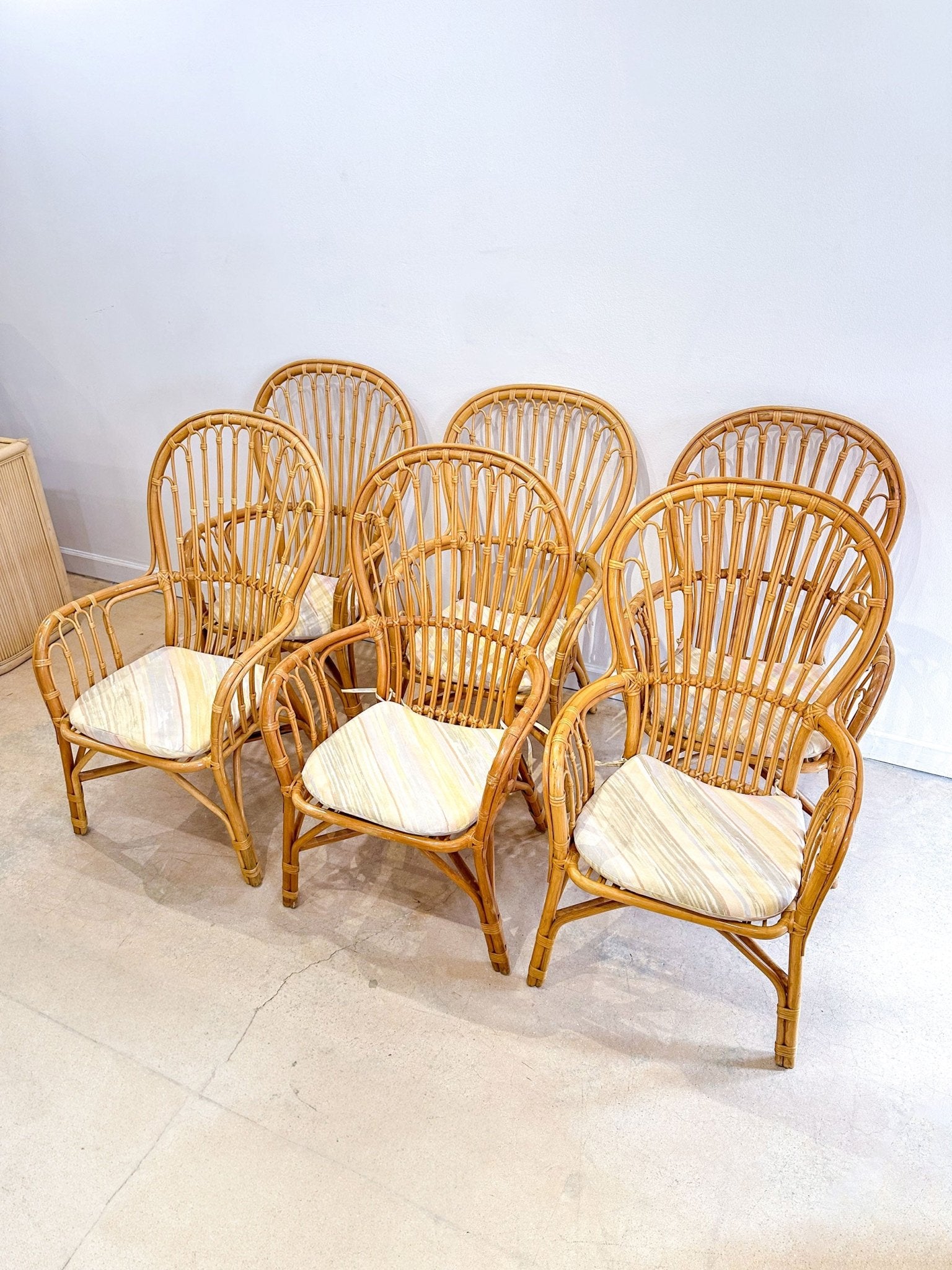 Rattan Fan - back Dining Chairs (x6) - Rehaus