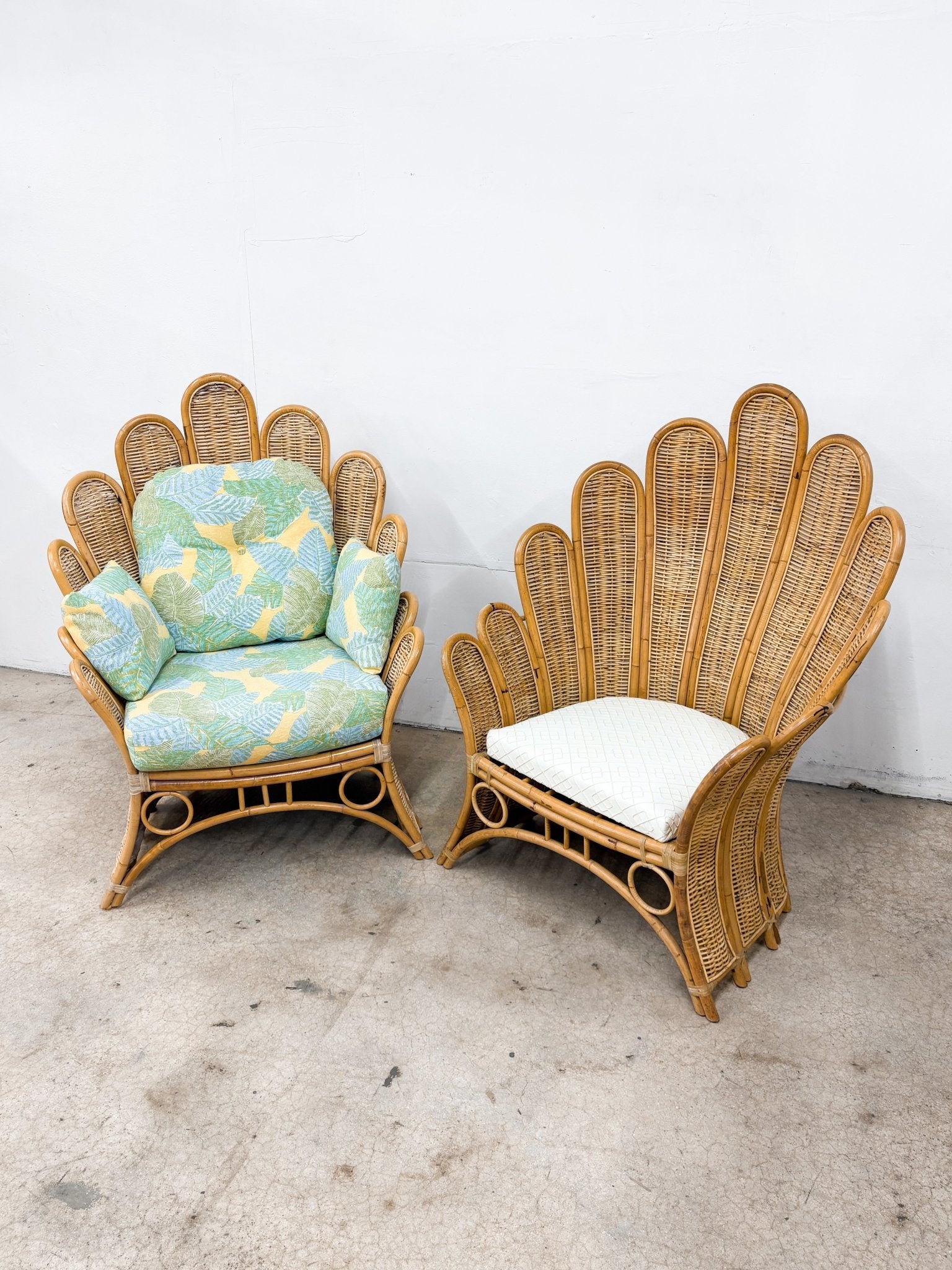 Rattan Fanback Flower Chair Set - Rehaus