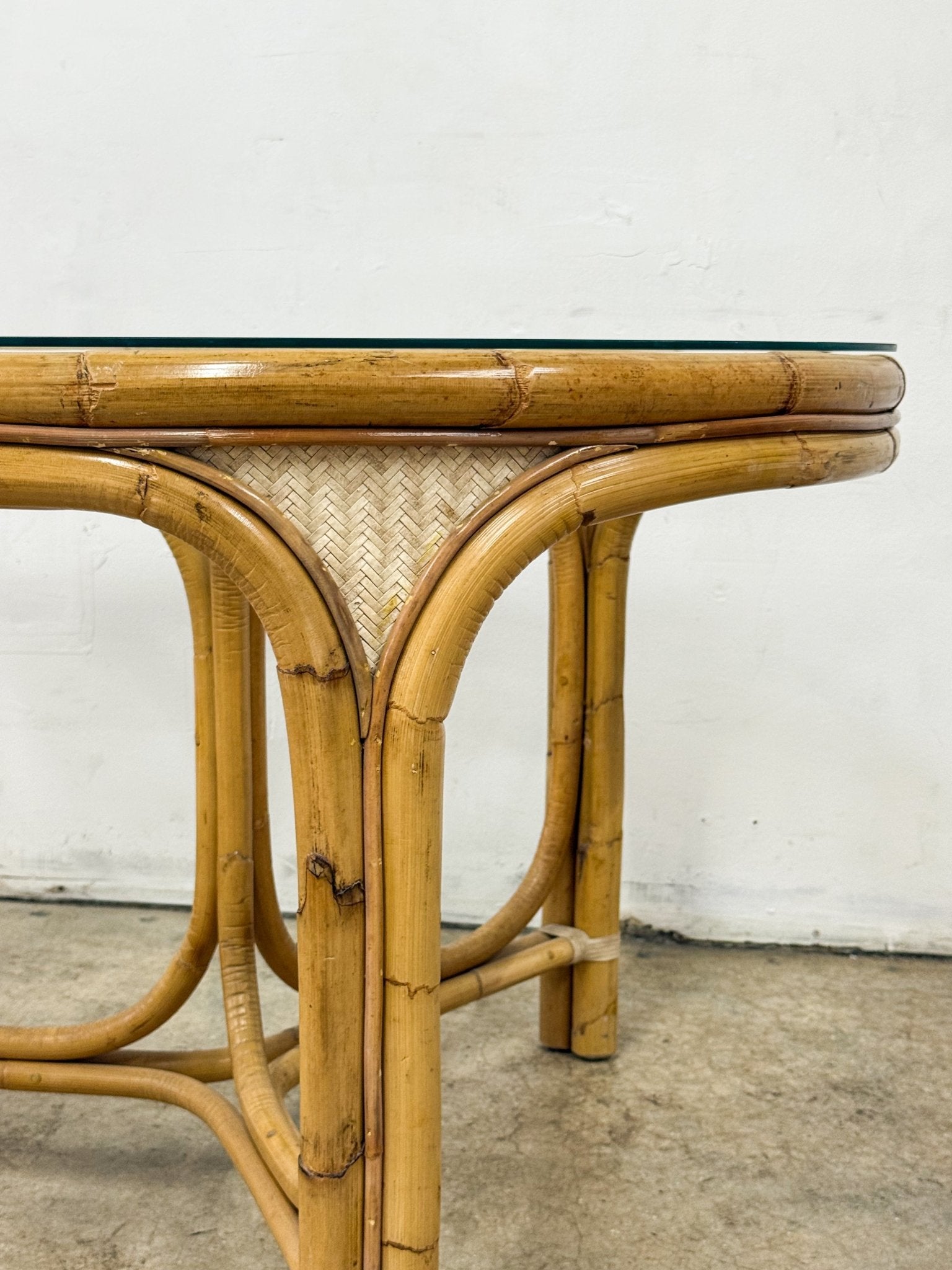 Rattan + Leather Oval Dining Table - Rehaus