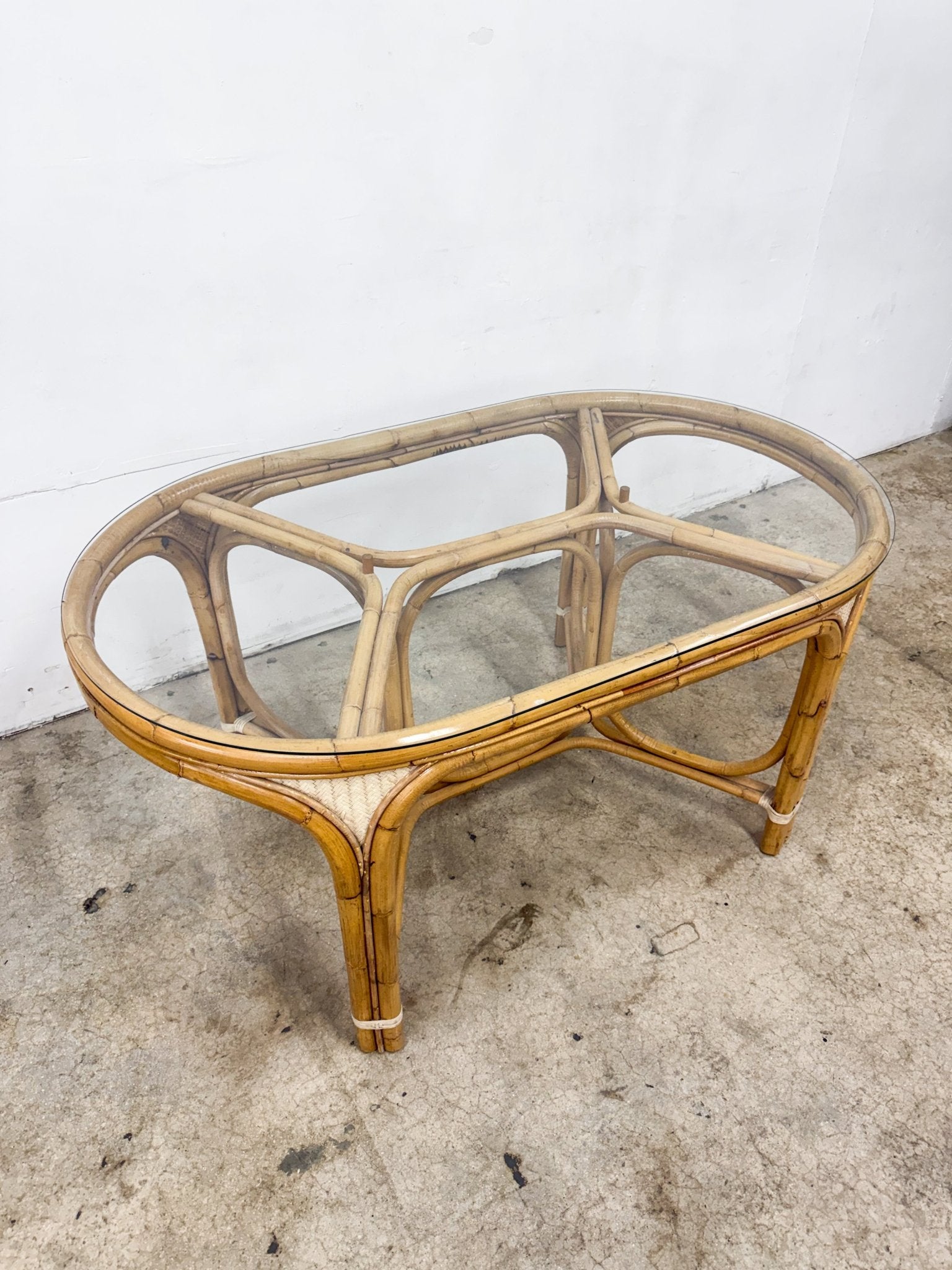 Rattan + Leather Oval Dining Table - Rehaus
