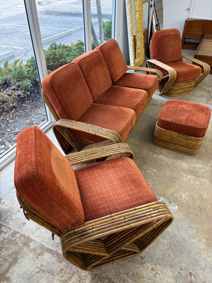 Rattan Pretzel Sectional + Accent Chairs
