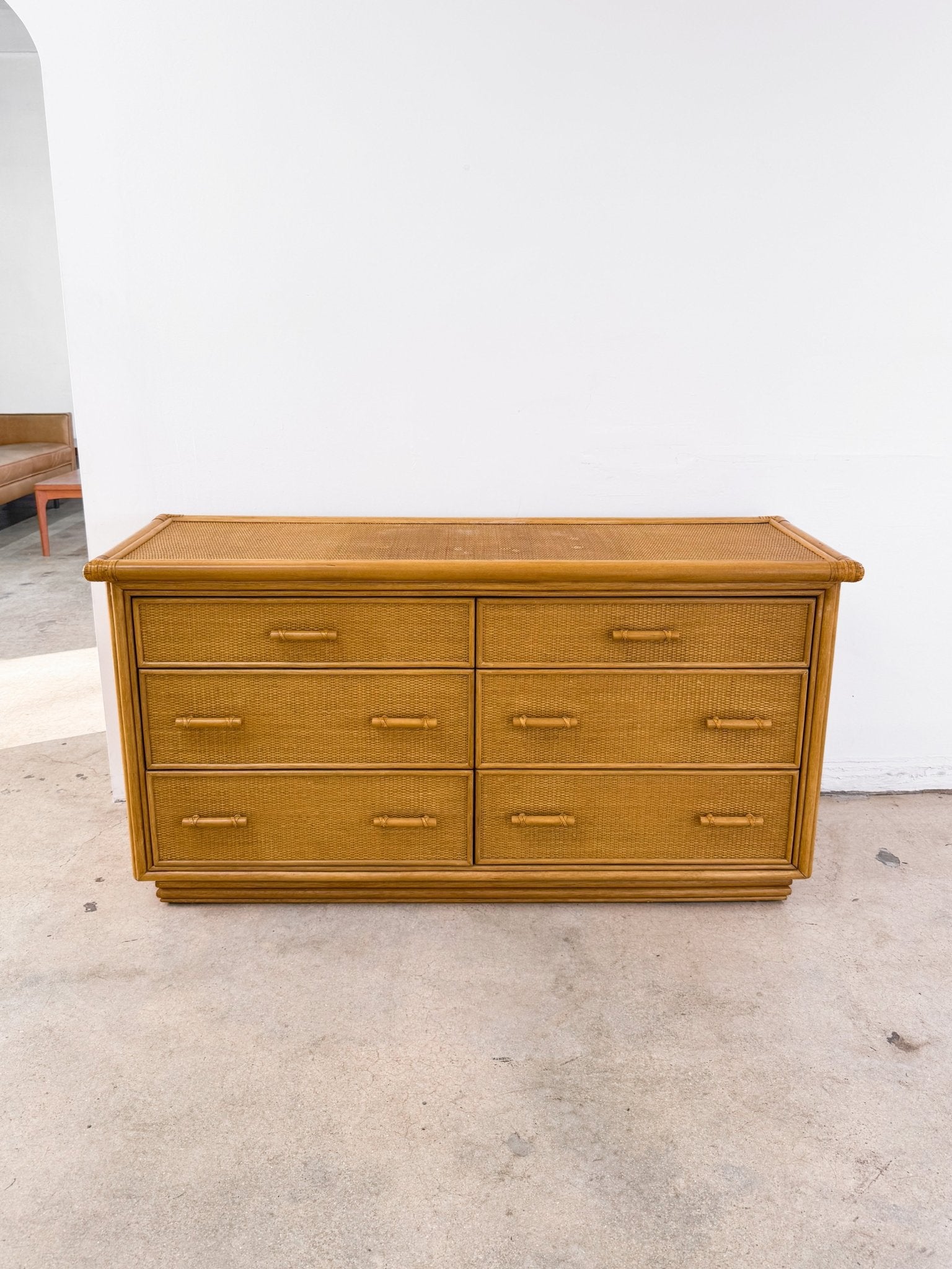 Rattan Six - Drawer Lowboy Dresser - Rehaus