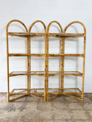 Rattan Wrapped Folding Shelf
