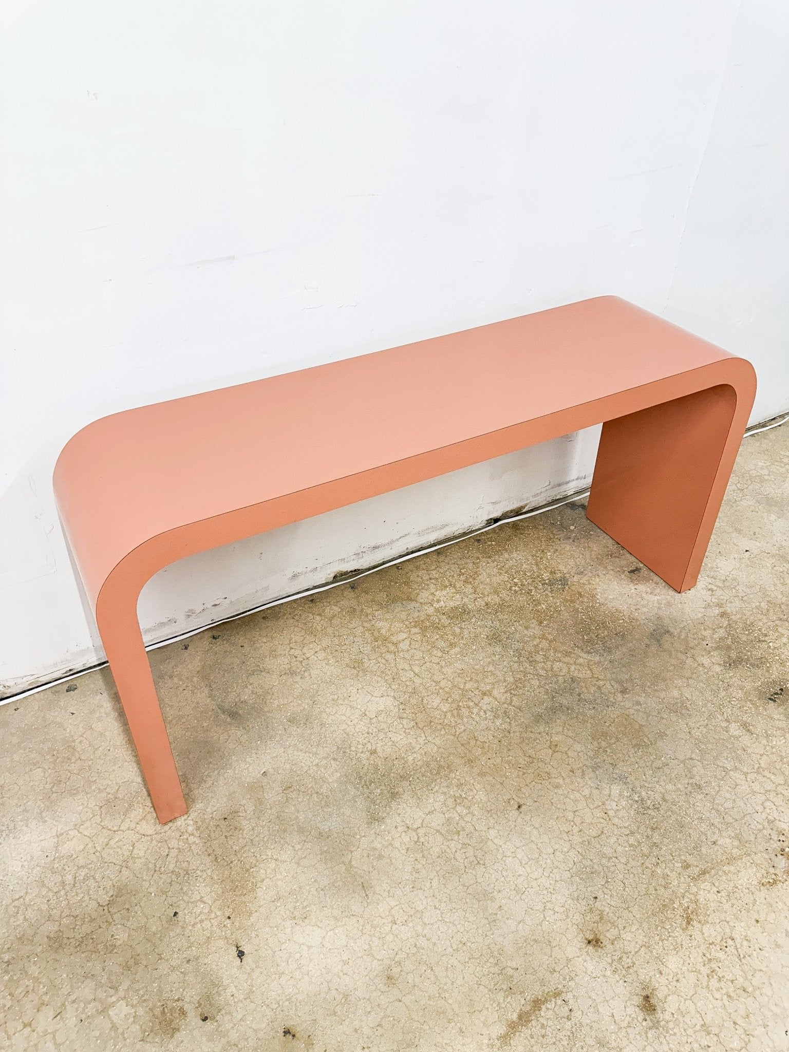 Salmon Pink Laminate Waterfall Console Table - Rehaus