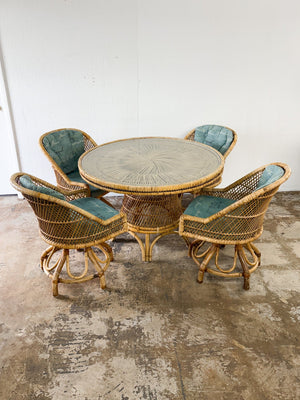 Sunburst Rattan Dining Table + Chairs