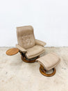 Tan Leather "Stressless" Recliner + Ottoman, Ekornes - Rehaus