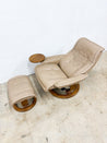 Tan Leather "Stressless" Recliner + Ottoman, Ekornes - Rehaus