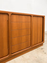 Teak Danish - style Tambour Tall Credenza - Rehaus