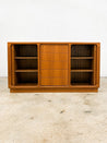 Teak Danish - style Tambour Tall Credenza - Rehaus