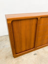 Teak Danish - style Tambour Tall Credenza - Rehaus