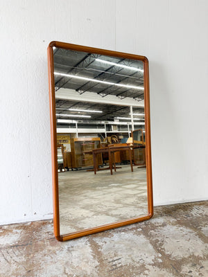 Teak Rounded Wall Mirror, Sun Cabinet