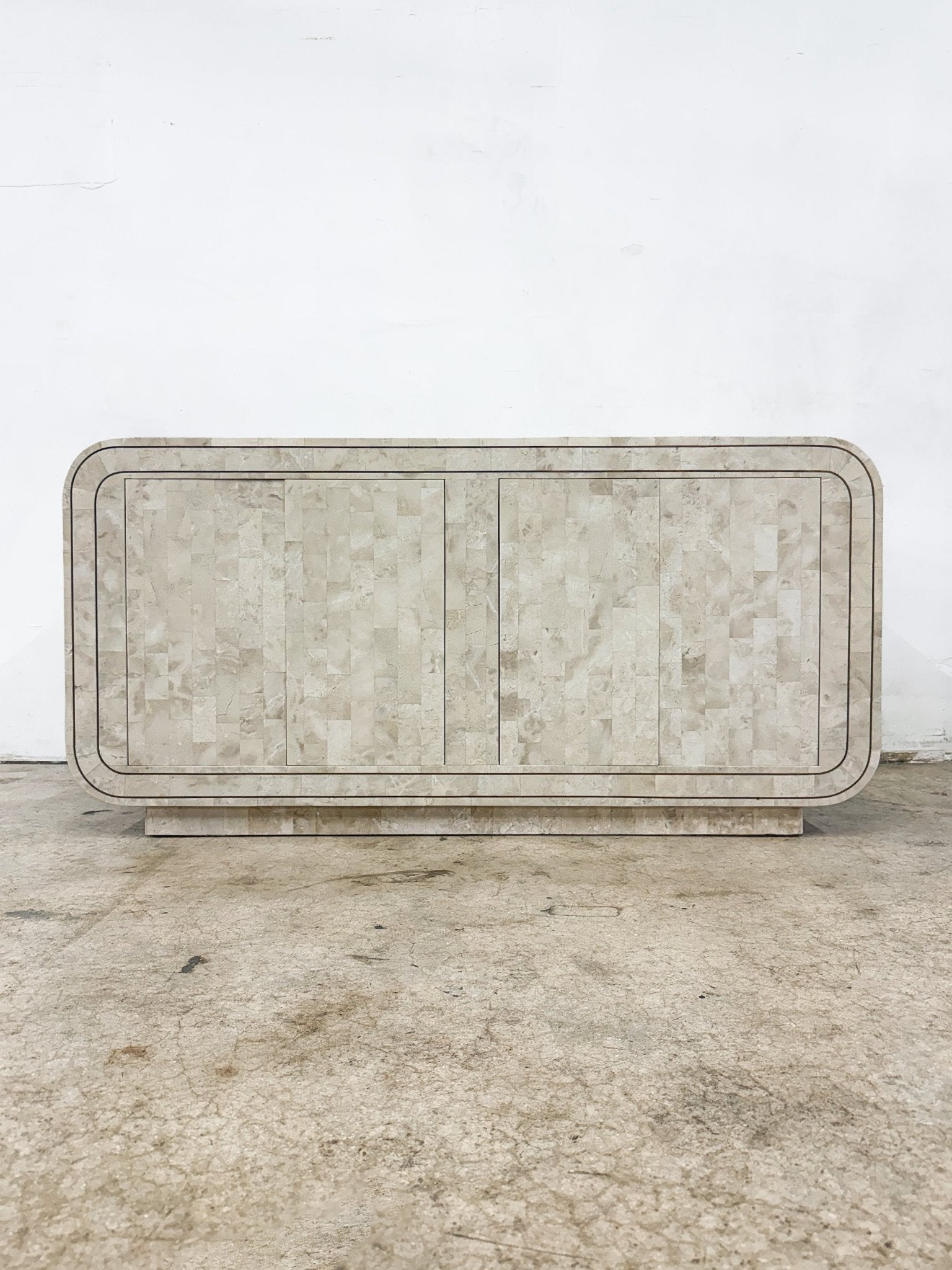 Tesselated Stone Rounded Credenza, Maitland Smith - Rehaus