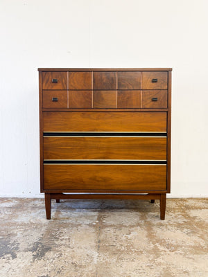 Walnut + Burl Tallboy Dresser