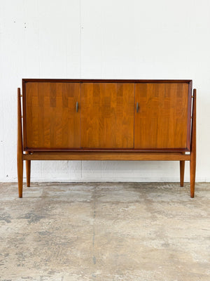 Walnut Parquetry Petite Credenza, Copenart