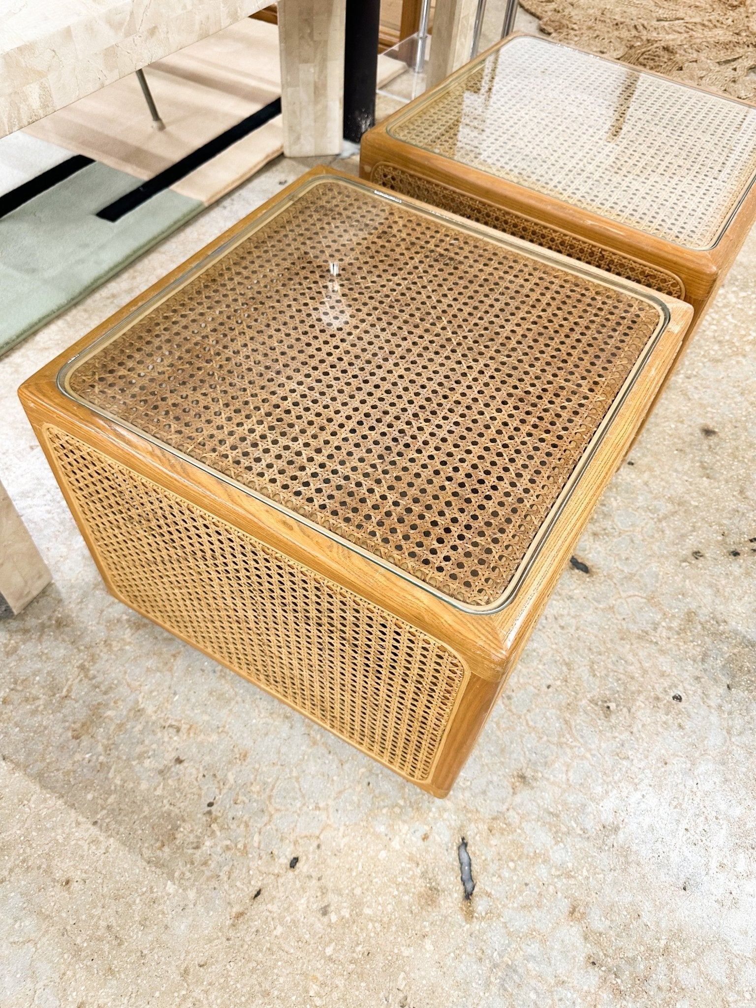 Wheeled Cane Cube Side Tables - Rehaus