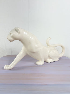 White Ceramic Panther Sculpture