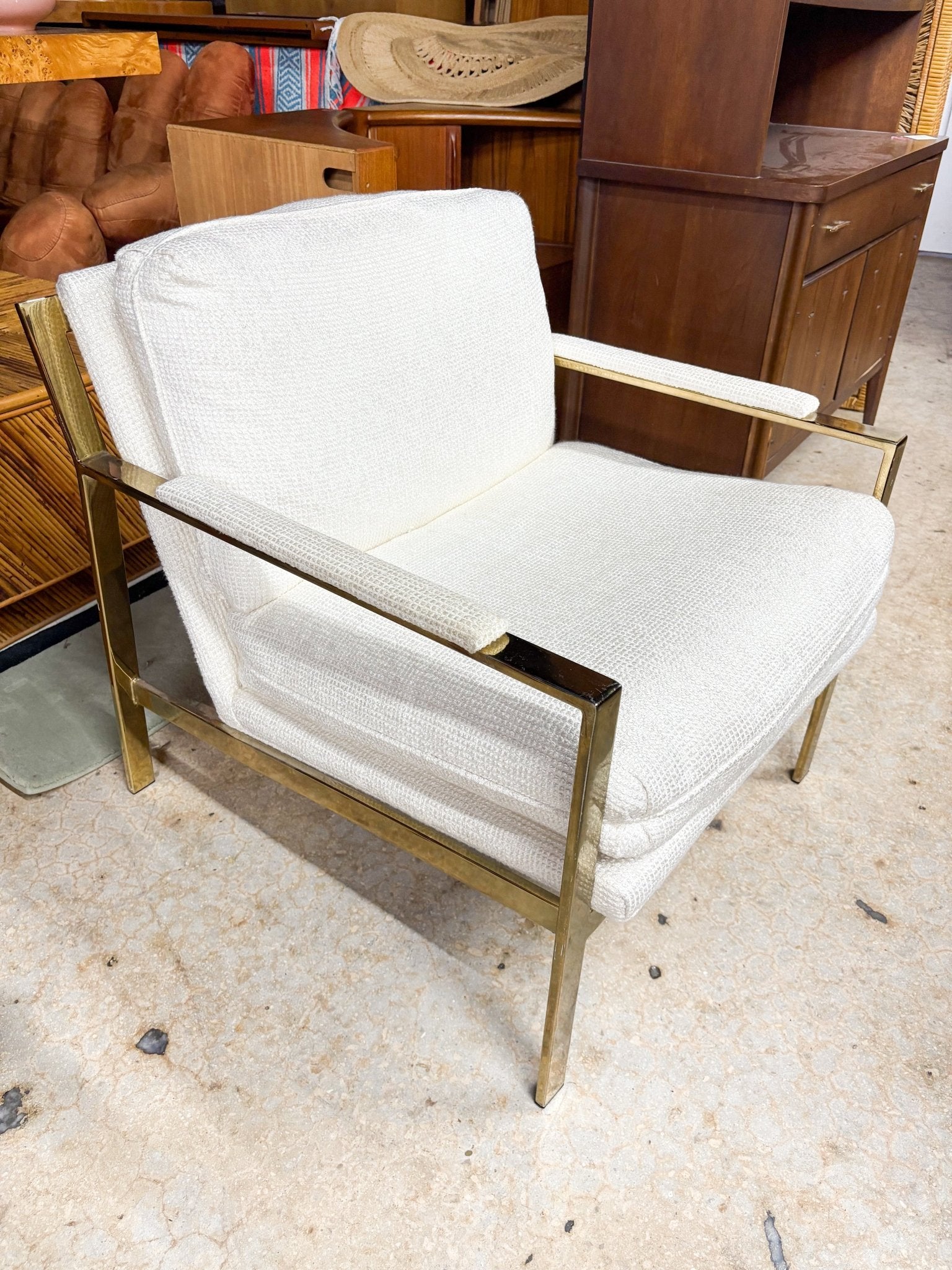 White + Gold Accent Chair - Rehaus